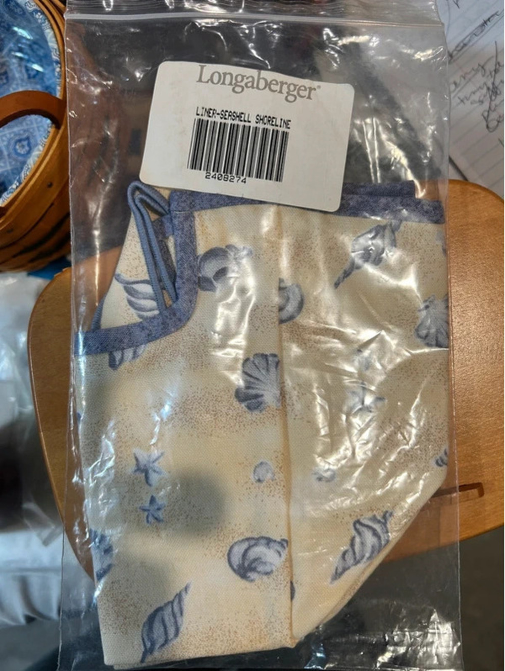 Longaberger Shoreline Seashell basket liner